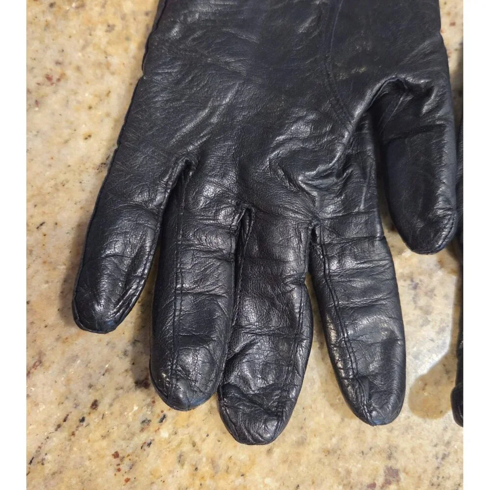 Vintage Womens Size M/L Black Knit Lined Shirt Gloves Viola Weinberger